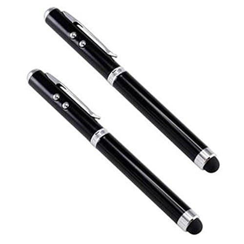 Stylus Pen, [2 Pcs] 4-in-1 Universal Touch Screen Stylus + Ballpoint Pen + Pointer + LED Flashlight for Smartphone/Tablets iPad iPhone Samsung etc + Extra Battery