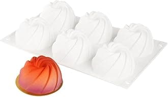 Pastry Tek 6 Cavities Mini Bundt Cake Pans, 10 Oven-Ready Mini Fluted Tube Cake Pans - Flexible, Freezable, White Silicone Baking Molds, Easy Release, For Baking Cupcakes or Donuts - Restaurantware