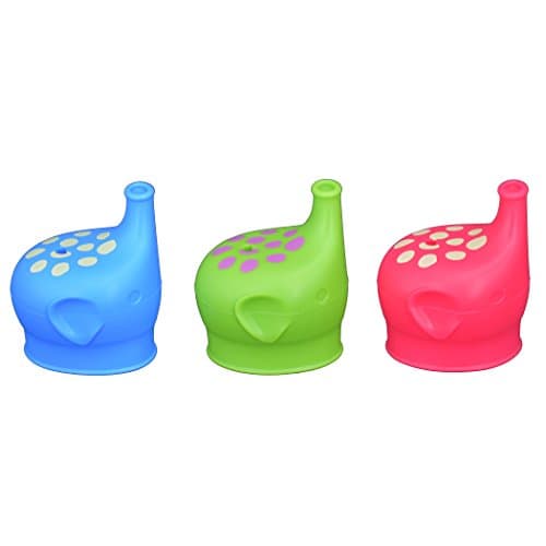 Silicone Elephant Sippy Silicone Lids Spill Proof Sippy Cup Top Makes Cup Into Spill-Proof Cup For Babies, Toddlers, and Kids (3 pack)
