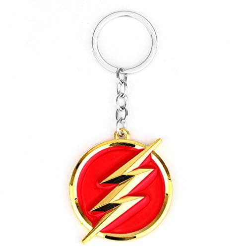 TUDUDU Dc Comics The Flash Gordon Lightning Key Chain Red Gold Logo Keychain Keyring For Men And Woman Fans