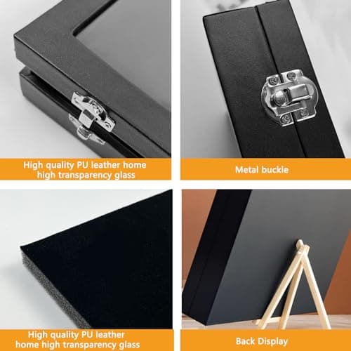 Large Shadow Box Display Frame, 14" X 9.5", Tabletop & Wall Mount for Medal, Pin, Badge & Jewelry Collection