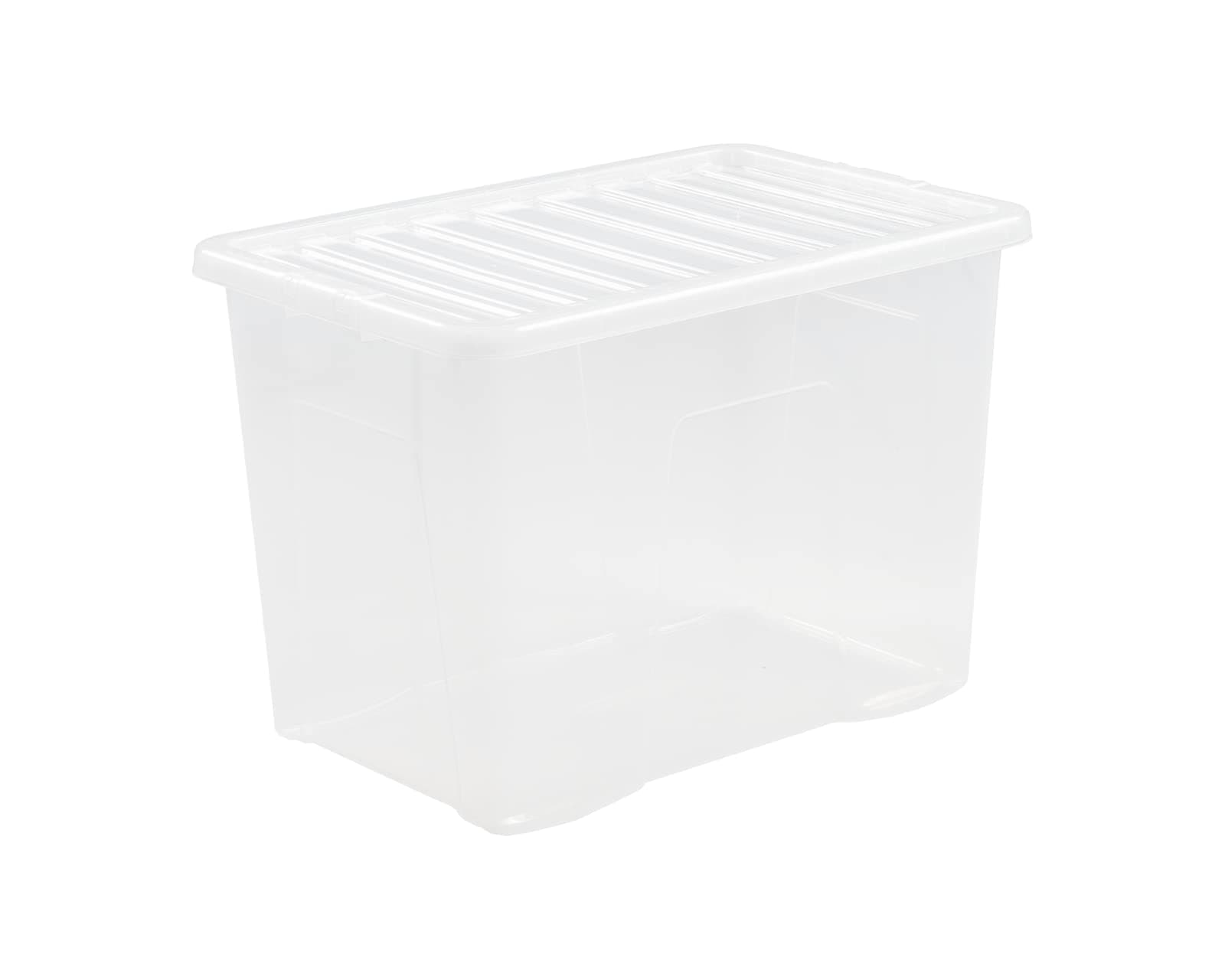 80L Large Crystal Storage Boxes with Lids Strong Plastic Stackable Nestable Container Home Office for Home, Office, Kitchen, Toys and Goods Made in the UK (Pack of 1)