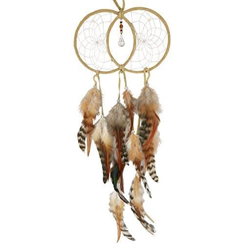 Tan Soul Connection Double Dream Catcher with Crystal