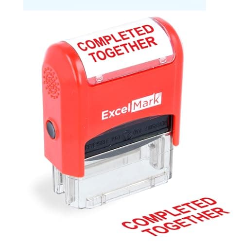 Completed Together - ExcelMark Self-Inking Two-Color Rubber Teacher Stamp Perfect for Grading Homework Red and Blue Ink