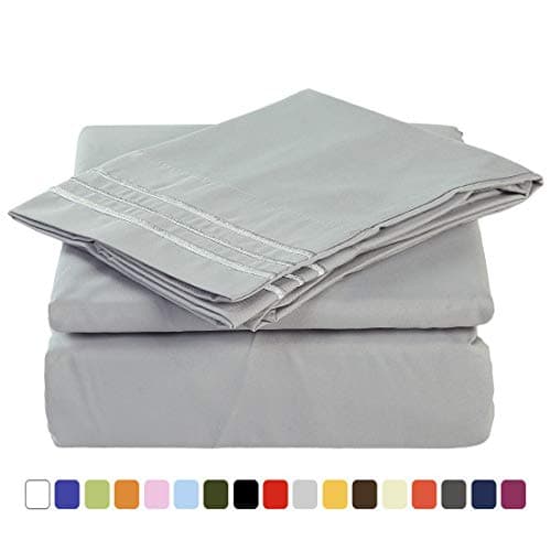 MEROUS Bed Sheets King Size Deep Pocket - 4 Piece - Easy Fit - Soft Brushed Microfiber Bedding Sheets - Wrinkle, Fade, Stain Resistant - King, Grey