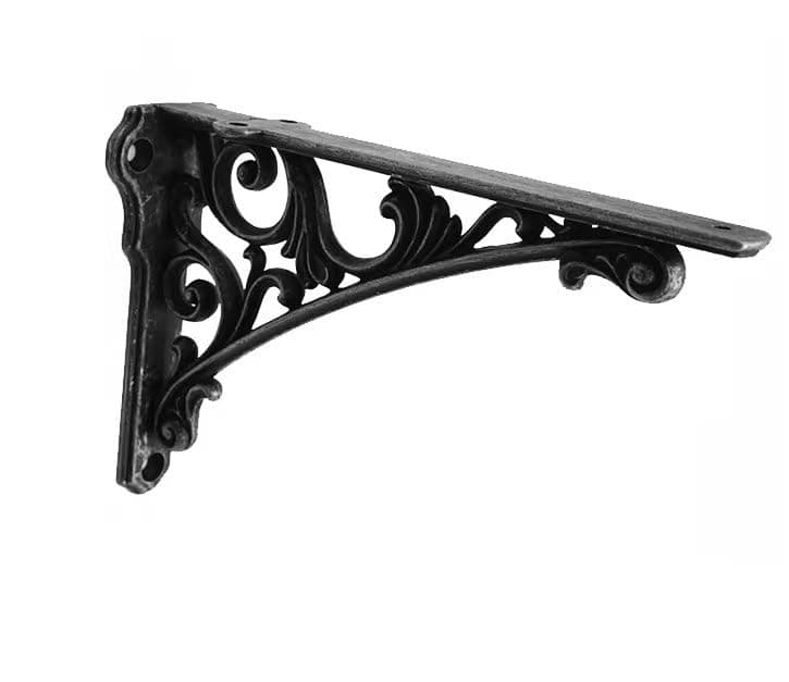 Decorative Shelf Bracket 6 inch, Rustic Black Iron Brackets for Shelving, Heavy Duty Vintage, DIY Projects, Hardware Included, 4 Pack, 5.9x4.17x1.73 inch,Baroque Style