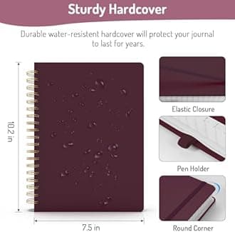 Forvencer Lined Spiral Journal Notebook with 300 Numbered Pages, B5 College Ruled Thick Journals for Writing with 100GSM Paper, Hardcover Notebooks with Contents for Work, School, Women, Men, Burgundy