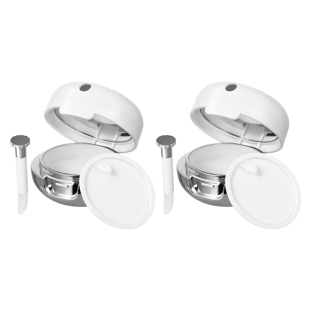 FRCOLOR Refillable Empty Lip Balm Container with Silicone Brush and Mirror 2-Pack Portable Lip Mask Box for Travel and Daily Use Gloss Case Organizer 2.02X2.02X1.45In