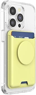 PopSocketsPhone Wallet with Expanding Grip and Adapter Ring for MagSafe, Phone Card Holder, Wireless Charging Compatible, Wallet Compatible with MagSafe - Butter Yellow