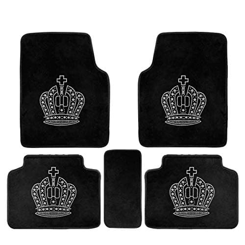 eing Front & Rear Floor Mats for Car SUV Van & Truck - All Weather Protection Universal Fit,Bling Crown Car Floor Cushion 5 Pack/Set - Pure White