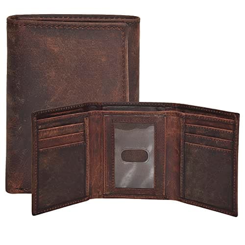 Real Leather Trifold Wallet for Men - RFID Wallets Slim 9 Credit Card Holder 2 ID Compartment Gift For Men