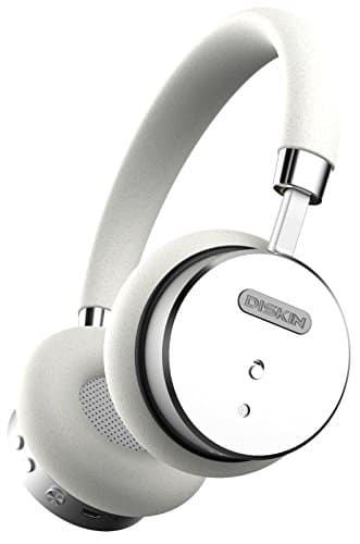 Diskin DH1 Bluetooth Wireless Headphones with Inline Microphone, Stereo Sound Audiophile Beats, Lightweight Bluetooth Headset - White/Silver
