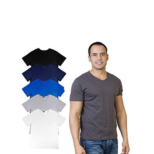 Agiato Men's Basic V Neck T-Shirt 6-Pack Multicolor XLarge Apparel