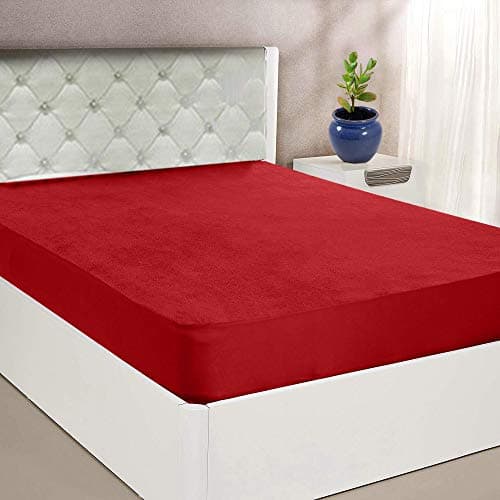 Mattress Protector Waterproof Bed Protector Topper Queen Size Cover (72" X 60", 6 feet x 5 feet, Skirting, 14", Maroon)