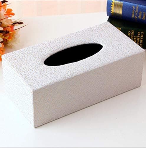 Leather Tissue Box Holder - Waterproof Rectangular Tissue Box Cover Vintage Napkin Paper Holder for Home,Office&Car Decor (White Clouds)