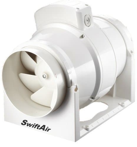 Mixed FLow XFLO100T 100mm 4 inch Loft Mounted Inline Shower Ceiling Powerful Ventilation Bathroom Extractor fan Run On Timer Silent In-line Toilet Ventilator 220m3/hr