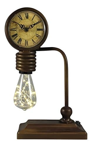 LED Old Fashioned Rustic Vintage Style Desk Clock with Bulb