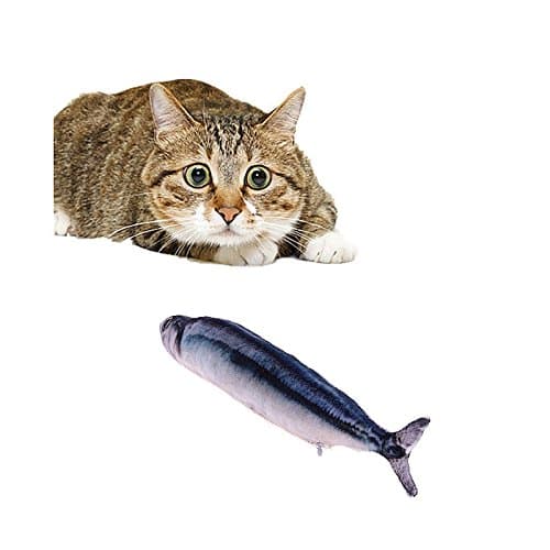 Pet Toys Catnip Chewtoy Plush Fish Pattern Interactive Pets Pillow for Cats Kittens (11.8 inch（with zip）, Saury)