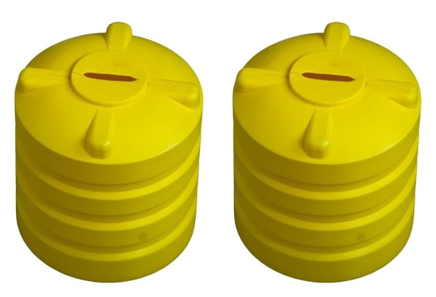 One Time Use - Tank Shaped Coin Box (Multicolor) - Money Saving Bank - Money Piggy Bank Storage Container - Plastic Coin Bank, artdeco (Pack of 2)