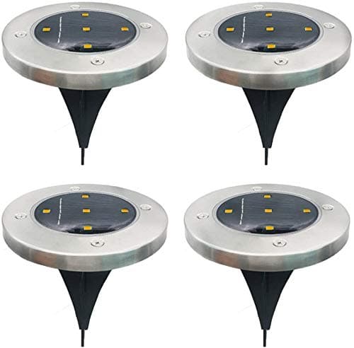 DAMIGRAM 4 Pack Solar Powered Ground Lights Water-Resistant Landscape Lighting Path Lights Garden Spike Lighting (White)