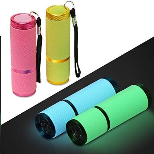 AHIERAdecco LLC 9 LED Glow in Dark Flashlights, 4 Pack Rubber Coated Flashlights with Straps, Portable Handy Lights for Camping, Hiking, Indoor, Assorted Colors