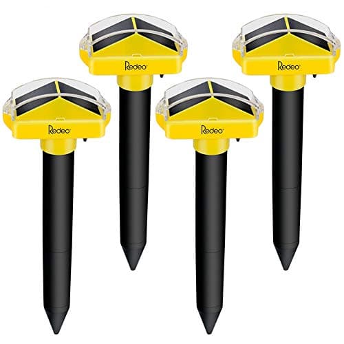 Redeo 3rd Generation Solar Mole Repellent Sonic Spike Gopher Repeller Vole Chaser Groundhog Deterrent - Powerful Humane Rodent Repellent, Waterproof