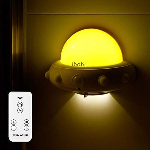 ibohr LED Night Light with Remote Control,Timing Function, Brightness Adjustable, 3 Light Modes, USB Rechargeable Wall Light Stick-on Anywhere for Kids/Baby Room