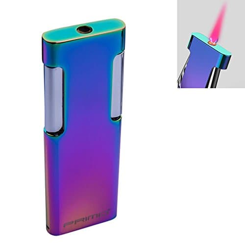 High-Quality Windproof Lighter Ultra-Thin Design Colorful Flame Fine Gift (Blue)