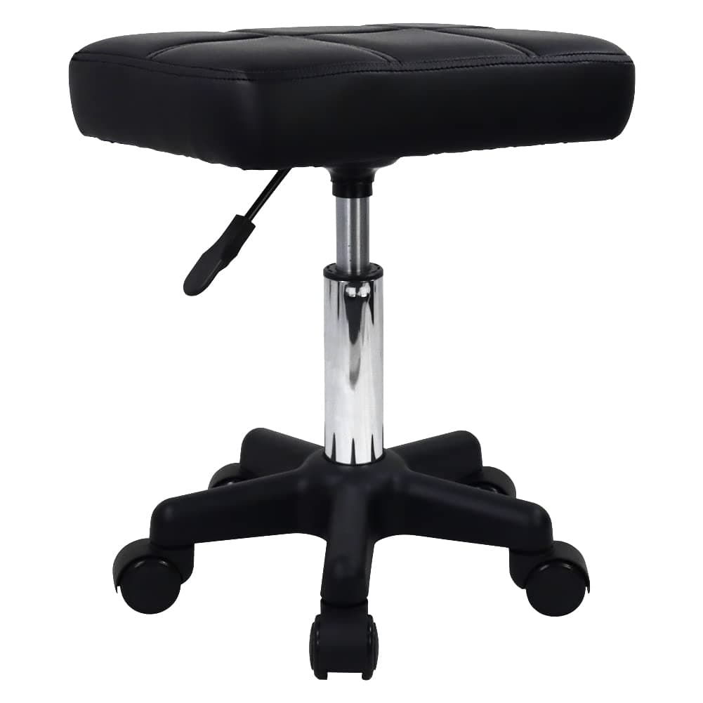 Rectangle Rolling Stool with Wheels Swivel Stool Chair Spa Stool for Salon Massage Home Kitchen Black