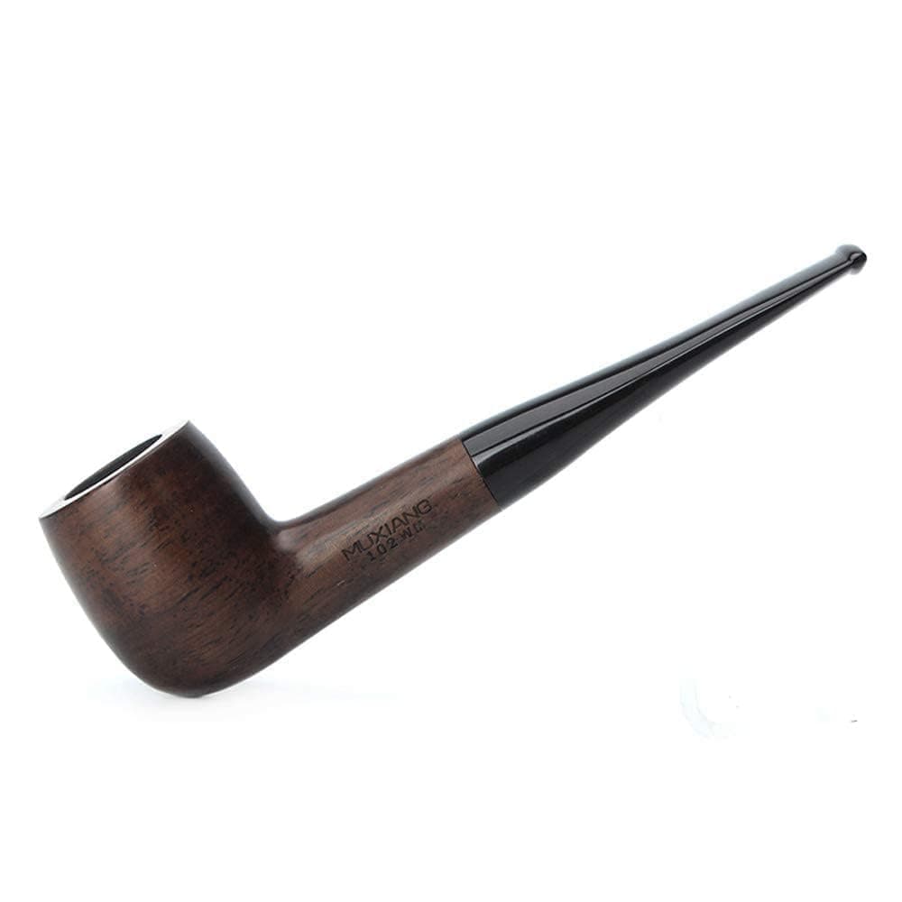 MUXIANG Ebony Tobacco Pipe Handmade Straight Stems Wooden Tobacco Pipe with Accessories Filter Elements Filter Balls 3 in 1 Sc Pipe Cleaners Pipe tip Grips Bag Gift Box AC0007