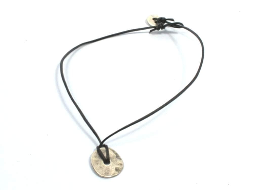 leather necklace with washer pendant