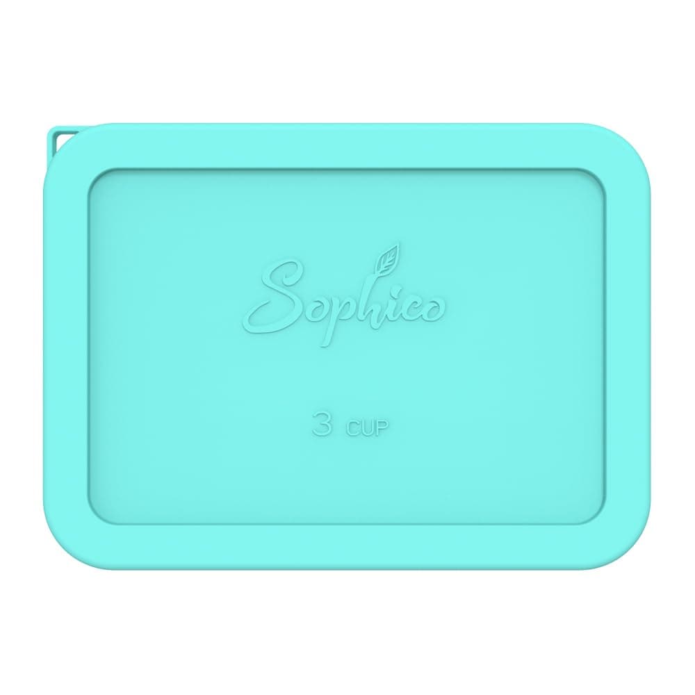 Sophico 3 Cup Rectangle Silicone Storage Cover Lids Replacement for Pyrex 7210-PC Glass Bowls, Container not Included (MINT, 1 Pack)