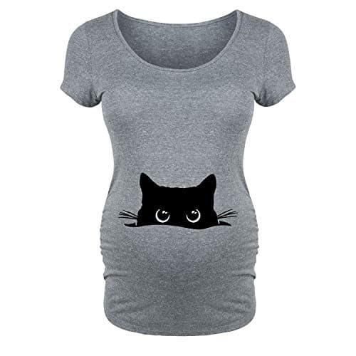 Peeking Cat -MATERNITY SCOOP NECK TEE-L