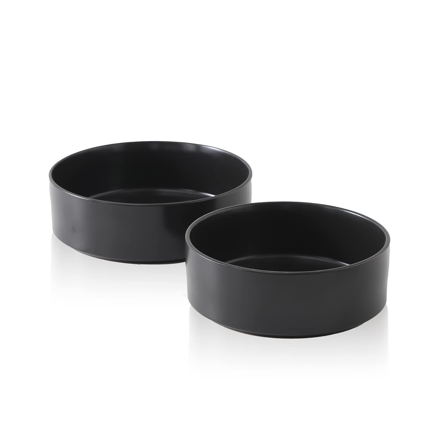 Celina Stoneware 2-Piece Serving Bowl Set, Black Bowls, Minimalist Dinnerware, Dish Set, Tall Rim, Microwave & Dishwasher Safe, Casual Tableware