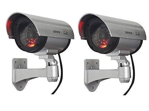 MOHAK 2 Pcs Security CCTV False Outdoor Camera Fake Dummy Security Camera Waterproof IR Wireless Blinking Flashing