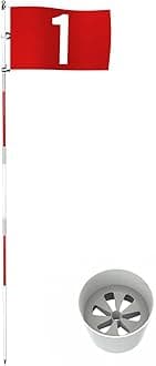 THIODOON Golf Flag 180cm for Garden Indoor Yard Putting Green Golf Hole Cup and Flag for Putting Practice Upgrade Anti-Rust Glass Fiber 5-Section Design with Connectors (Flagstick Set -1 Pack)