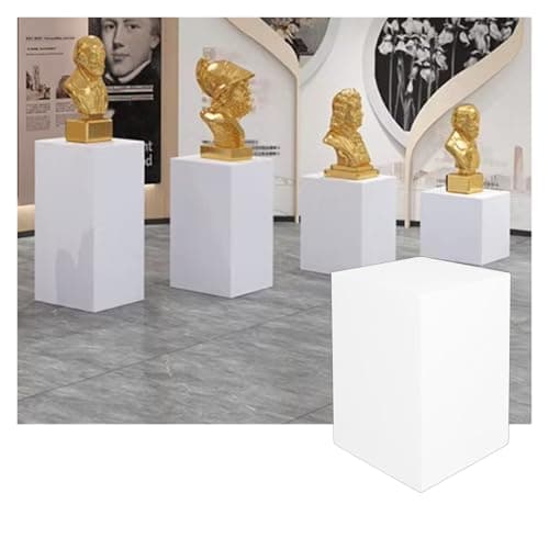 Square Pedestal Stands, Cube Pillars Event Decoration, Props Stand Base For Wedding Sculpture Dessert Table Showing, Strong Load-Bearing(White,30x30x50cm)