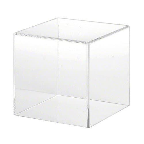 AMKO FSC10 Acrylic Cube – Lightweight, Secure, Sturdy, Clear Display Case – 5 Sided Box Case. Retail Displays
