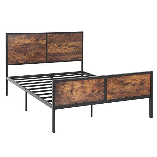 VASAGLE Metal Frame with Headboard, Footboard, No Box Spring Needed, Under-Bed Storage, Full, Classic Rustic