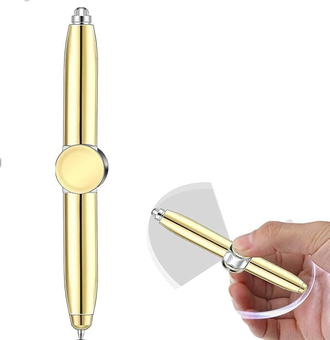 HRDR Fidget Pen Spinning Pen Multi Functional Help Stress Reducer Help Thinking Ballpoint Pen Anti Stress Anxiety Gift Pen for Business Adults Students Kids (Pack of 1)(Gold Colour)