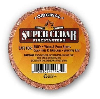 Super Cedar FIRESTARTERS - 4 Count Starts up to 16 Fires for Wood Stoves, Campfires, Grill Pit and Fireplace, Natural & Waterproof. Easy to Light, Fresh Cedar Aroma, Burns for 30 Minutes.