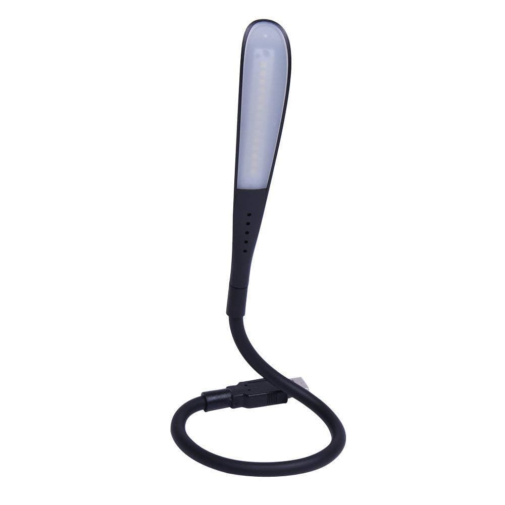 USB Reading Lamp with 14 LEDs Dimmable Touch Switch and Flexible Gooseneck Black