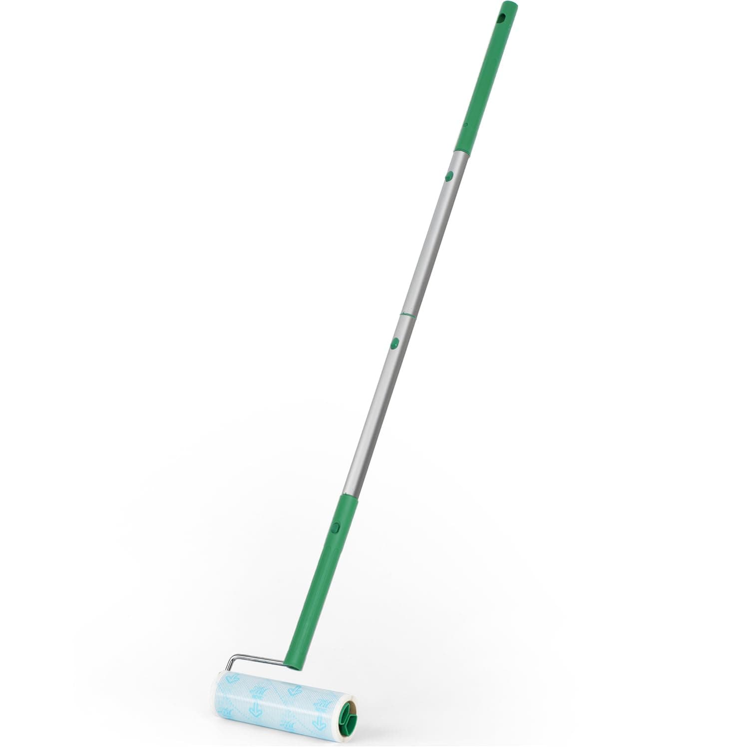 UNIKON Lint Roller Sticky Roller Pet Hair Roller, Long Handle Sticky Mop with 4-Foot Extendable Handle 30 Sheets Roller, Green Handle