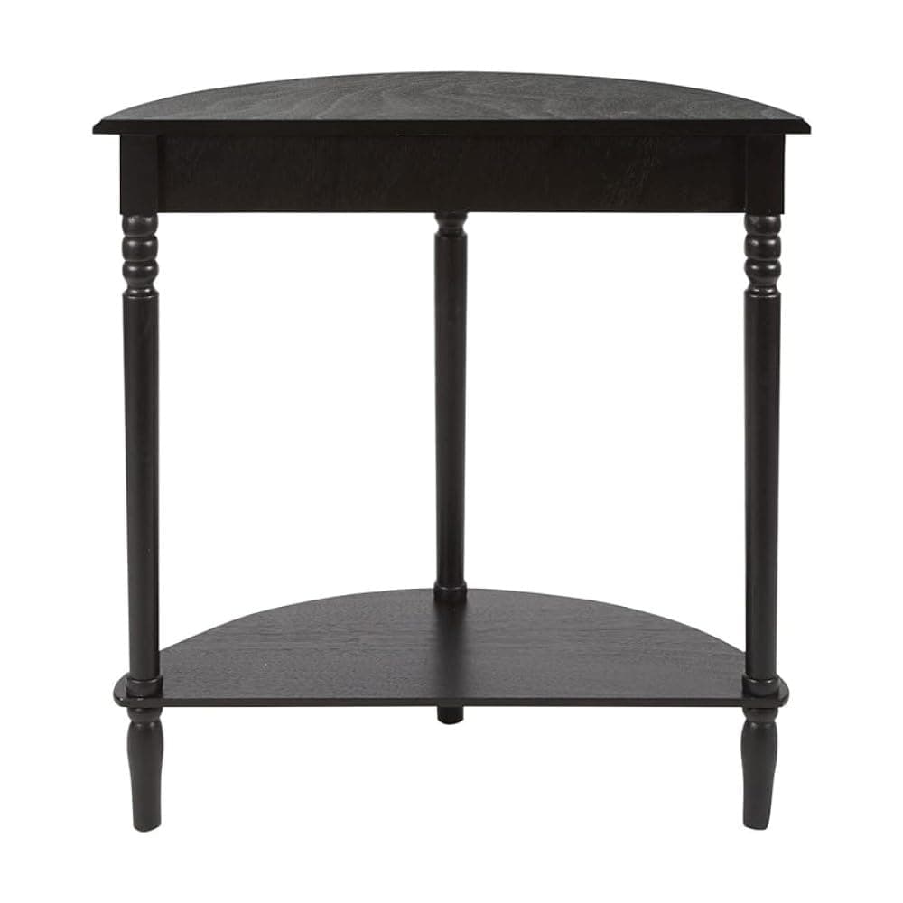 Decor Therapy Half Moon Entry Table, With Shelves & Easy Assembly, Farmhouse Entryway Table, Black, Wood - (28.5" x 11.8" x 28.5")