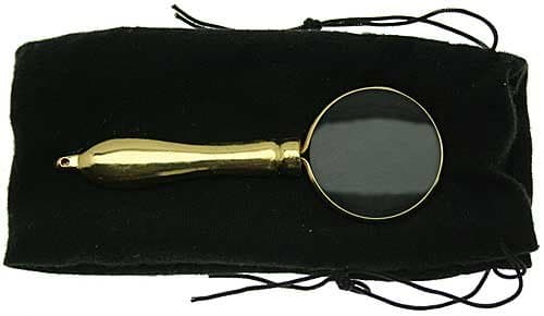 HAWK 5X Power Magnifier, 1.25" Glass Lens, Tiny Handheld Magnifier With Golden Frame & Handle - MG150G