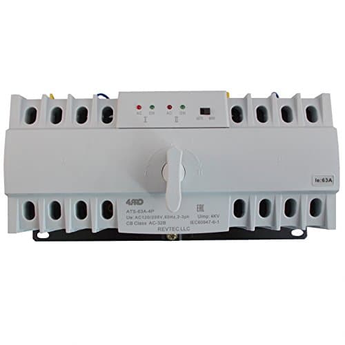 4PRO ATS-63A-4P Automatic Changeover Transfer Switch, 4 pole, 63A, 120/208V, 50/60Hz, 2-3 phase