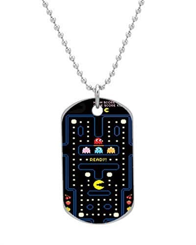 Pacman Gamer Nerd Customized design personalized unique OvaL Dog Tag Pet Tag Cat Animal Tag necklace pendant Bead Chain