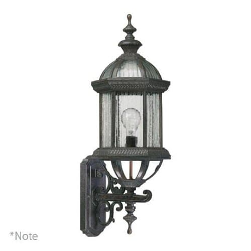 Quorum 7812-72 Stelton - One Light Large Wall Mount, Rustic Silver Finish with Water Seeded Glass