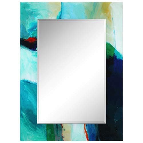 Empire Art Direct Sky Rectangular Beveled Mirror on Free Floating Reverse Printed Tempered Art Glass Ready to Hang, 48" x 36"