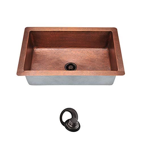 MR Direct 903-FL Copper Undermount 33 in. Single Bowl Kitchen Sink Flange